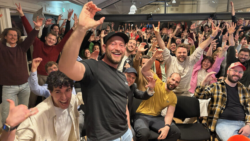 Peter Steinberger taking a group selfie with the OpenAI team following the announcement of the OpenClaw foundation.